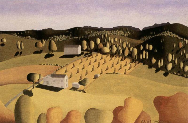 Grant Wood some of corn Norge oil painting art